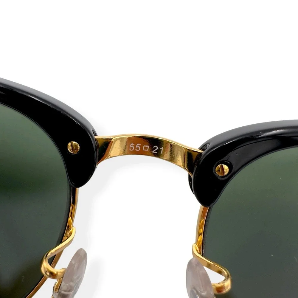 Ray-Ban Clubmaster Sunglasses Mens Black Green Square 55mm RB3016 W0365 Italy
